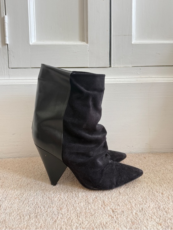 Isabel Marant Shoes - Isabel Marant Black Pointed Suede & Leather Slouch Ankle Boots